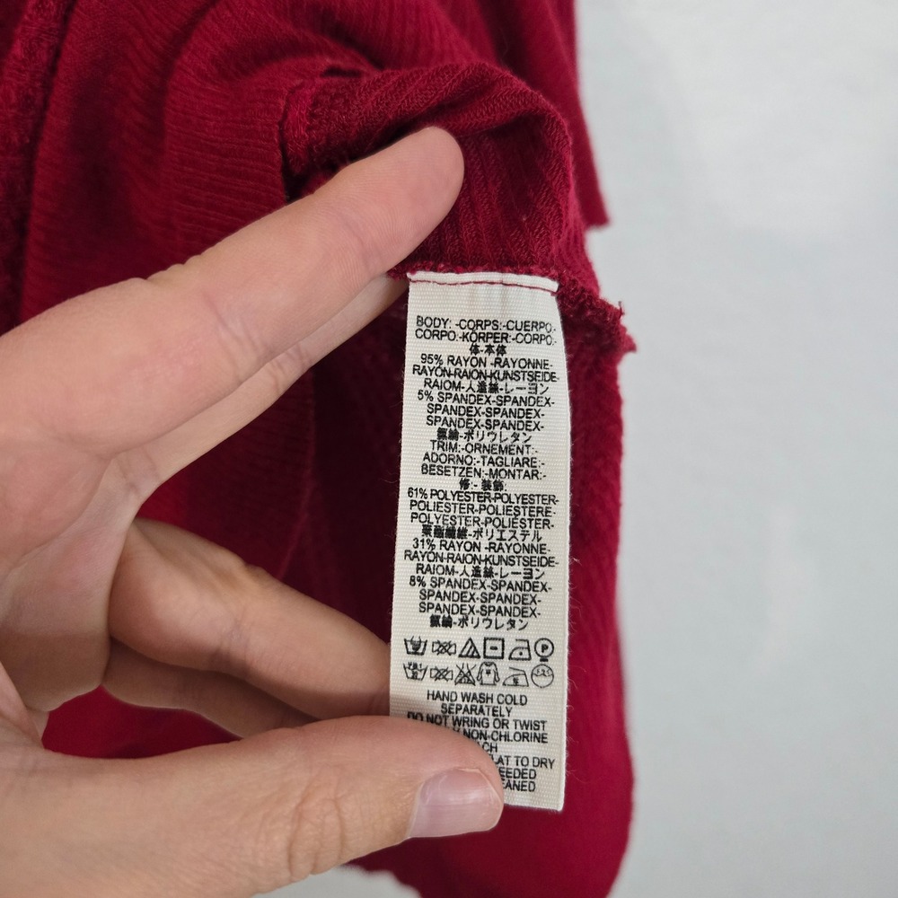 We The Free Red Deep Red Waffle Knit Drippy Thermal Long Sleeve Size S - Picture 6 of 7